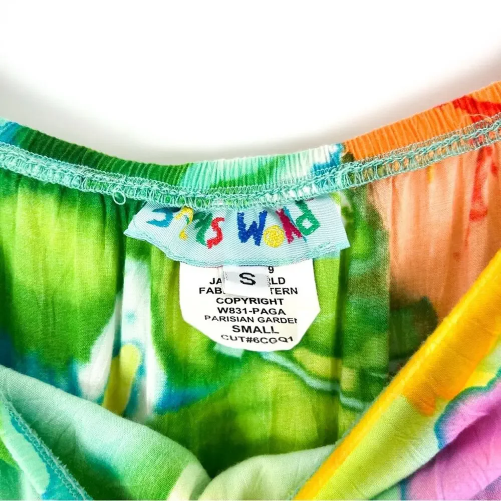 Vintage Jams World Skirt Parisian Garden Tiered Mini Colorful Watercolor Small‎